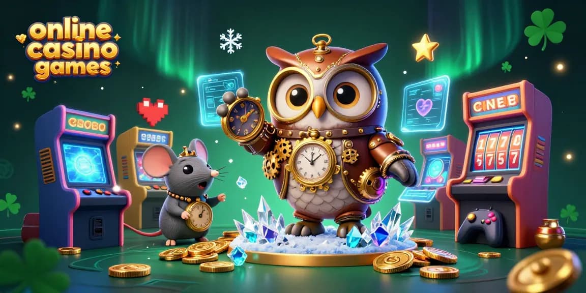 Engage with thrilling online casino games featuring lively characters in a vibrant, magical scene.
