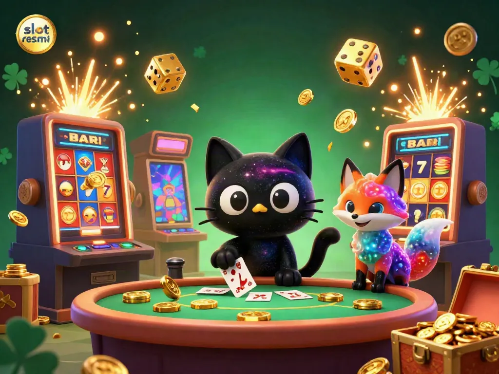 Experience thrilling gameplay at slot resmi with our vibrant 3D cartoon casino scene, featuring engaging characters and jackpot action.