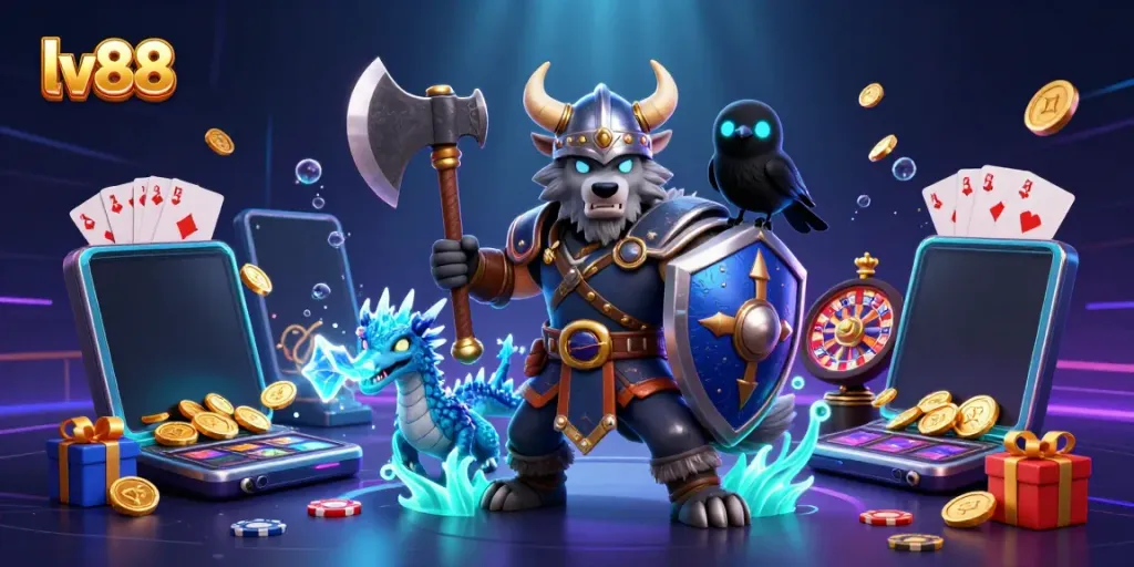 Win big at lv88 with this captivating scene showcasing thrilling gaming elements and characters.